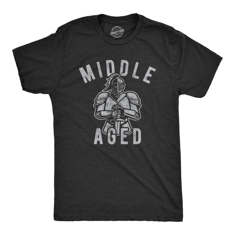 Mens Middle Aged Tshrirt Funny Sarcastic Birthday Over The Hill Medieval Knight Tee Mens Funny T Shirts Cool Tees Soft...