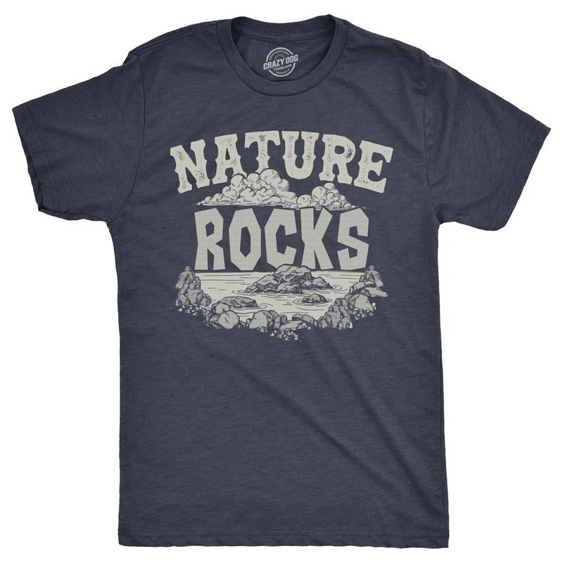 Mens Nature Rocks T Shirt Funny Outdoor Geology Lovers Joke Tee for Guys Mens Funny T Shirts Cool Tees Soft Stylish...
