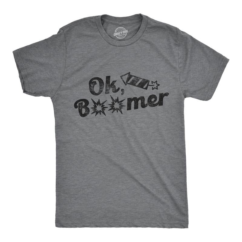 Mens Ok Boomer Fireworks T Shirt Funny 4th Of July Graphic Novelty Tee Mens Funny T Shirts Cool Tees Soft Stylish Casual...