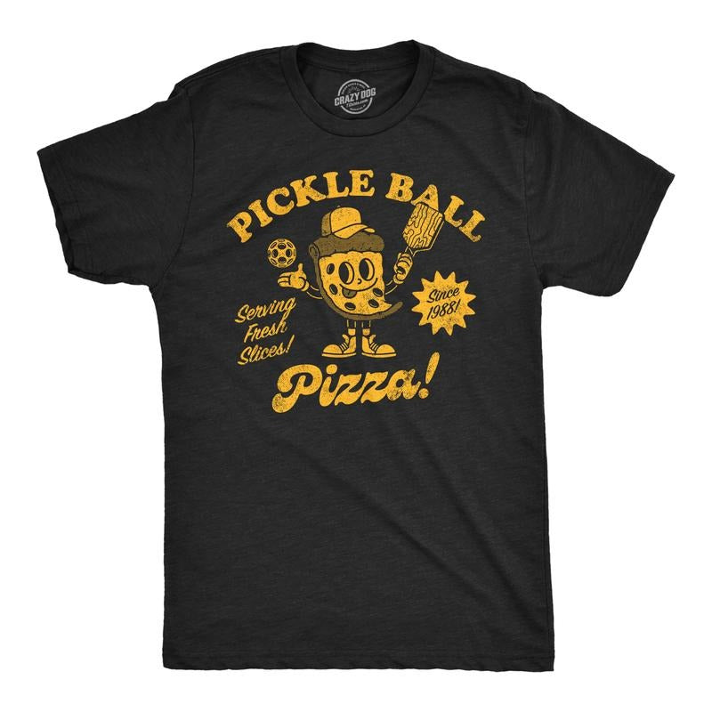 Mens Pickleball Pizza T Shirt Funny Pickle Ball Lovers Pizzaria Joke Tee for Guys Mens Funny T Shirts Cool Tees Soft...