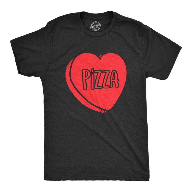 Mens Pizza Candy Heart Funny Pizza Lovers Valentines Day Relationship T shirt Mens Funny T Shirts Cool Tees Soft Stylish...