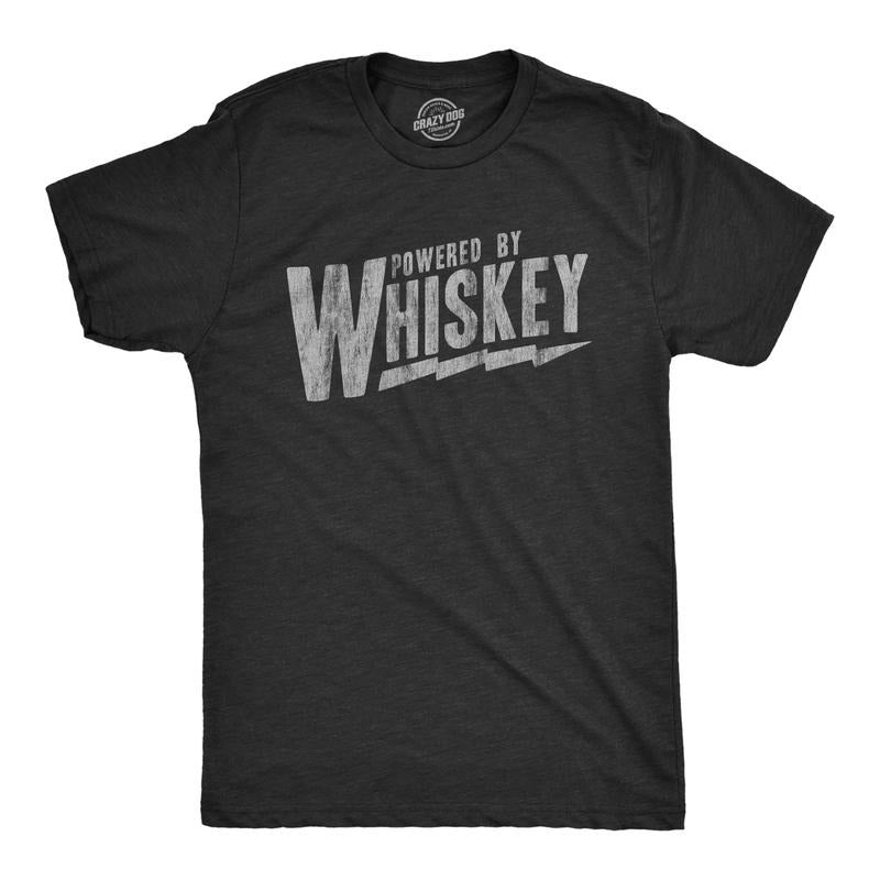 Mens Powered By Whiskey T Shirt Funny Sarcastic Drinking Vintage Retro Graphic Tee Mens Funny T Shirts Cool Tees Soft...