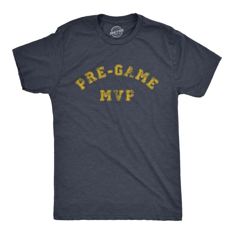 Mens Pre Game MVP T Shirt Funny Sarcastic Drinking Partying Joke Graphic Tee For Guys Mens Funny T Shirts Cool Tees Soft...