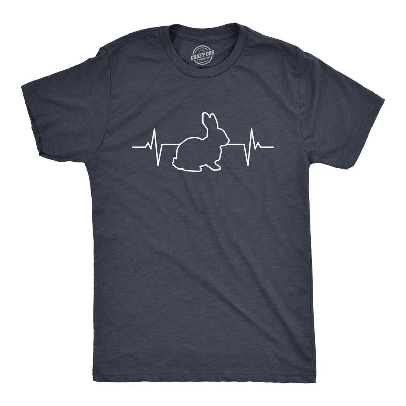 Mens Rabbit Heart Beat T Shirt Funny Cool Easter Bunny Pulse Monitor Tee for Guys Mens Funny T Shirts Cool Tees Soft...