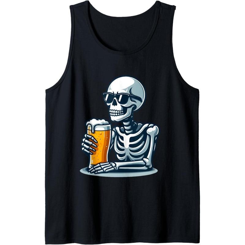 Mens Skeleton Beer Drinking Sunglasses Funny Halloween Beer Lover Tank Top made in usa T-Shirts, Hoodie, Sweatshirt