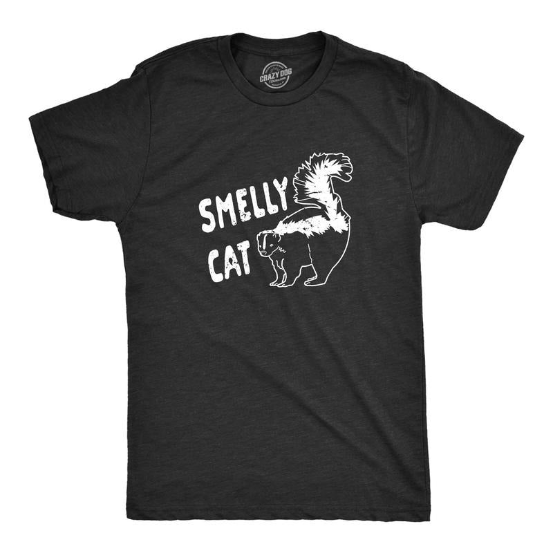 Mens Smelly Cat T shirt Funny Skunk Novelty Gift Dad Joke Humorous Graphic Tee Hoodie, Sweatshirt | DripVista.com