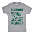 Mens Support Your Local Planet Funny T Shirt Awesome Earth Day Graphic Tee For Men Mens Funny T Shirts Cool Tees Soft Stylish Casual Menswear Funny Environmental Short Sleeve Novelty Tees for Guys Light Grey