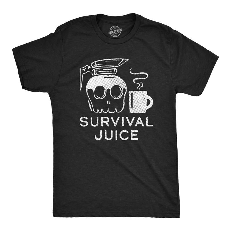 Mens Survival Juice T Shirt Funny Caffiene Coffee Addicts Tee For Guys Mens Funny T Shirts Cool Tees Soft Stylish Casual Menswear Sarcastic T Shirt for Men Funny Coffee T Shirt Novelty Tees for Men Black -