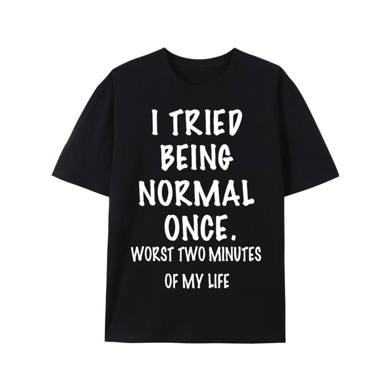 Mens Swoosh Tried Being Normal Once Graphic Tee - Lightweight, Short Sleeve, Casual Summer Shirt with Eye-Catching Design