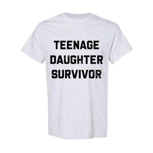 Mens Teenage Daughter Survivor T shirt Funny Fathers Day Tee for Dad, Full Color, Full Size