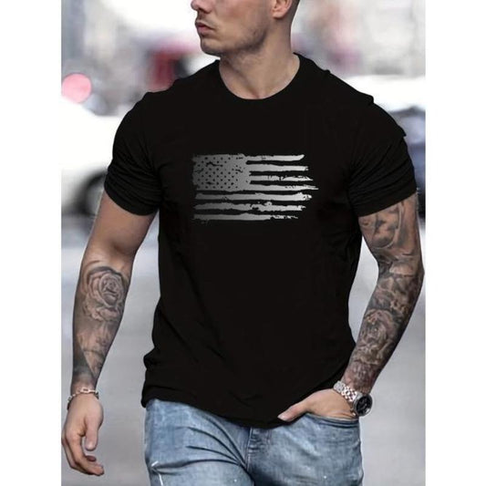 Mens Ultra-Soft American Flag Graphic Tee - Trendsetting Comfort for Summer Outdoors - Durable All-American Style, Perfect Casual Top or Gift for Him Made In USA