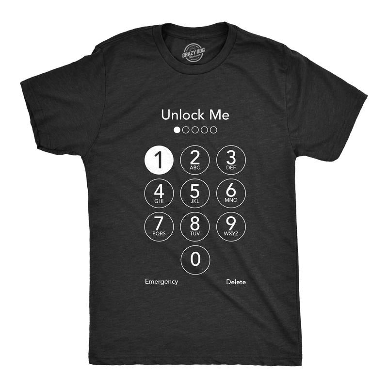 Mens Unlock Me T Shirt Funny Sarcastic Phone Passcode Lock Graphic Novelty Tee For Guys Hoodie, Sweatshirt | DripVista.com