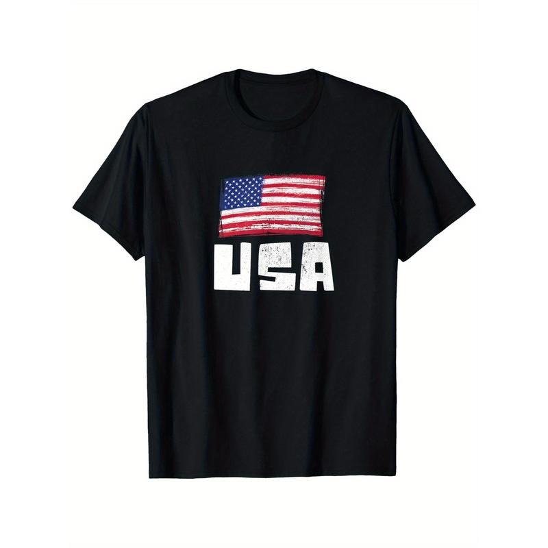 Mens Veterans Memorial Day 4th FOG July USA Flag Independence Day T-Shirt Crew-neck machine washable summer casual urban...