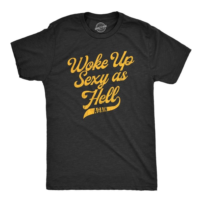 Mens Woke Up Sexy As Hell Again Tshirt Funny Attractive Hot Graphic Novelty Tee Hoodie, Sweatshirt | DripVista.com