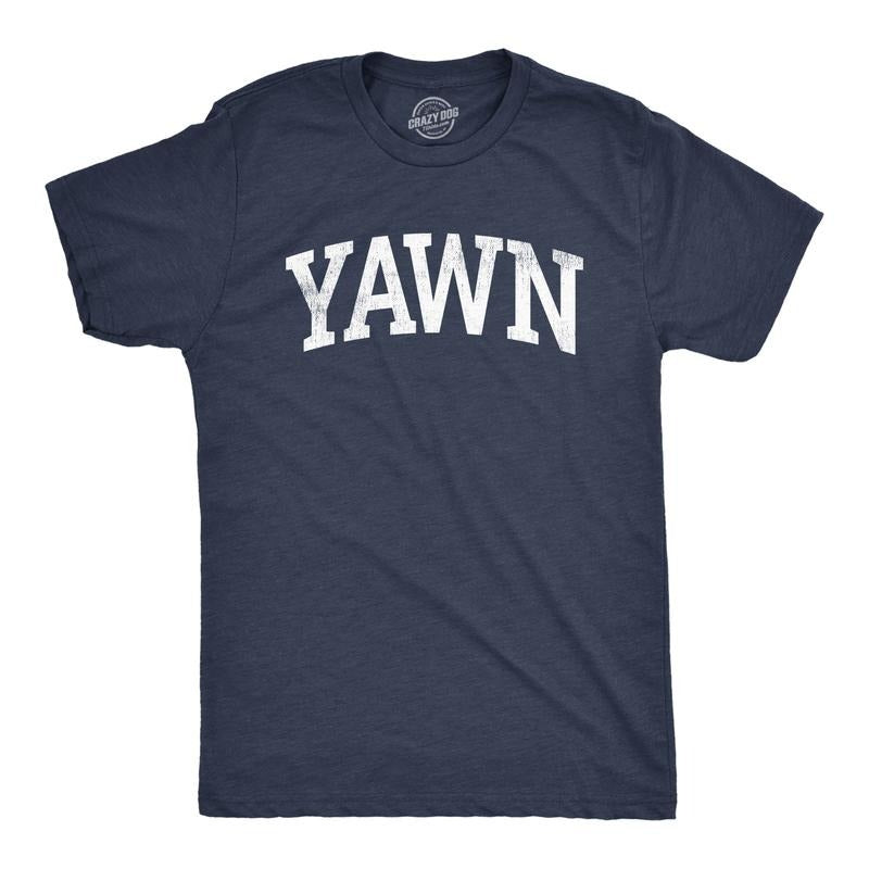 Mens Yawn T Shirt Funny Silly Sleepy Tired Exhaustion Joke Tee For Guys Mens Funny T Shirts Cool Tees Soft Stylish Casual...