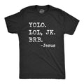 Mens Yolo Lol JK BRB Jesus T Shirt Funny Easter Sunday Texting Hilarious Graphic Top Mens Funny T Shirts Cool Tees Soft Stylish Casual Menswear Easter Apparel for Men Funny Religious Short Sleeve Black -