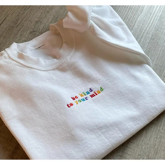 Mental Health Embroidered Sweatshirt Embroidered Crewneck Trendy Sweatshirt Preppy Sweatshirt Positive sweatshirt Quote Sweatshirt