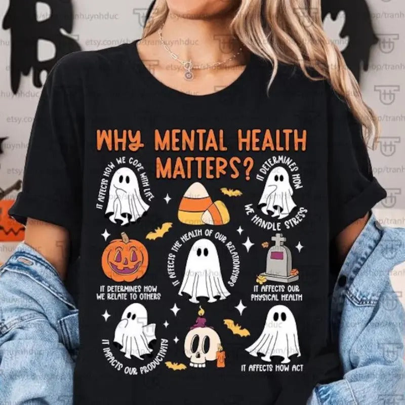Mental Health Shirt Halloween Therapist School C0unselor Halloween Shirt School Psych0Iogist Teacher Funny Halloween Shirt Therapy Psych Shirt