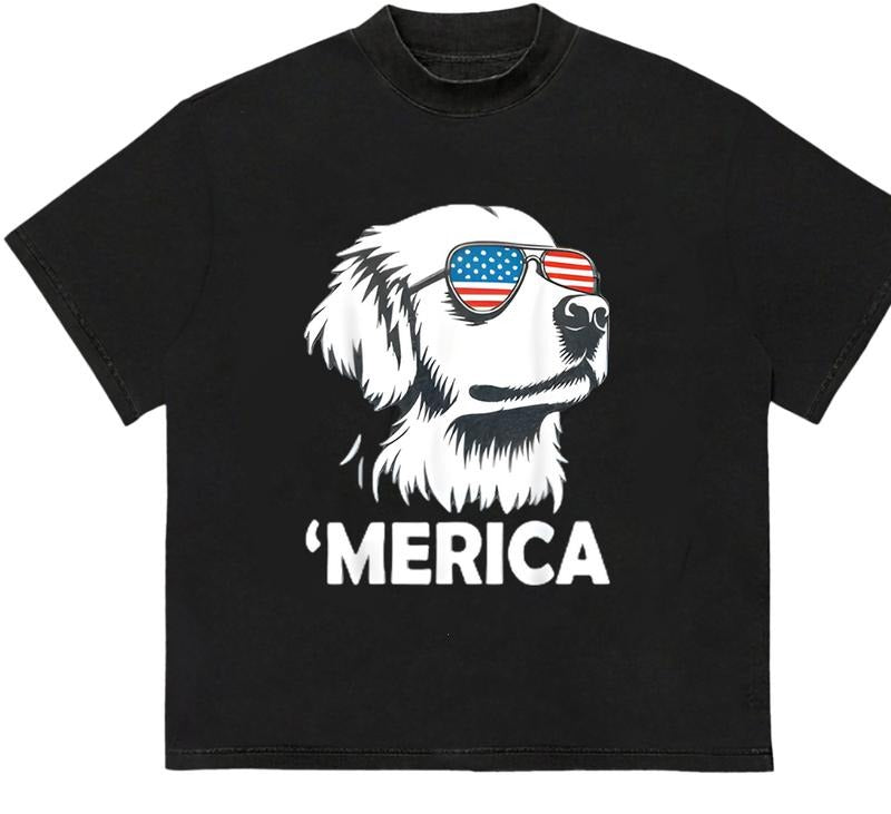 Merica Golden Retriever T-Shirt Comfy T-Shirt for Nature Lovers Soft Cotton Hoodie, Sweatshirt | DripVista.com