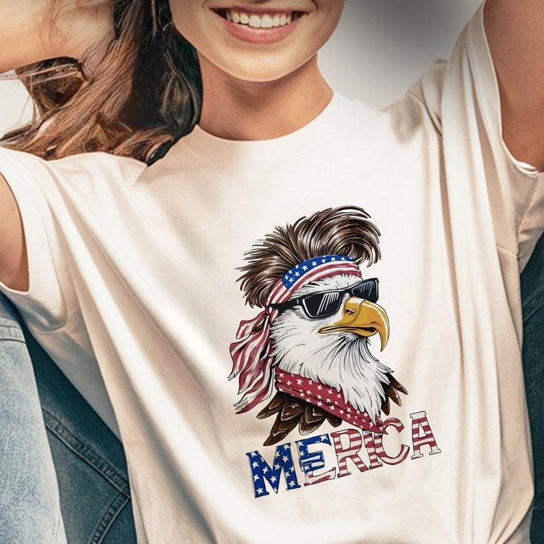 Merica Mullet Eagle Shirt 2024 USA trendy 4th fourth of July T-shirts Hoodie, T-shirt and sweater Sweatshirt | DripVista.com