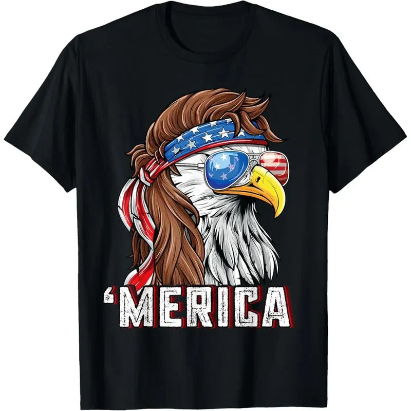 Merica USA American Flag Patriotic 4th of July Bald Eagle T-Shirt made in usa Hoodie, Sweatshirt | DripVista.com