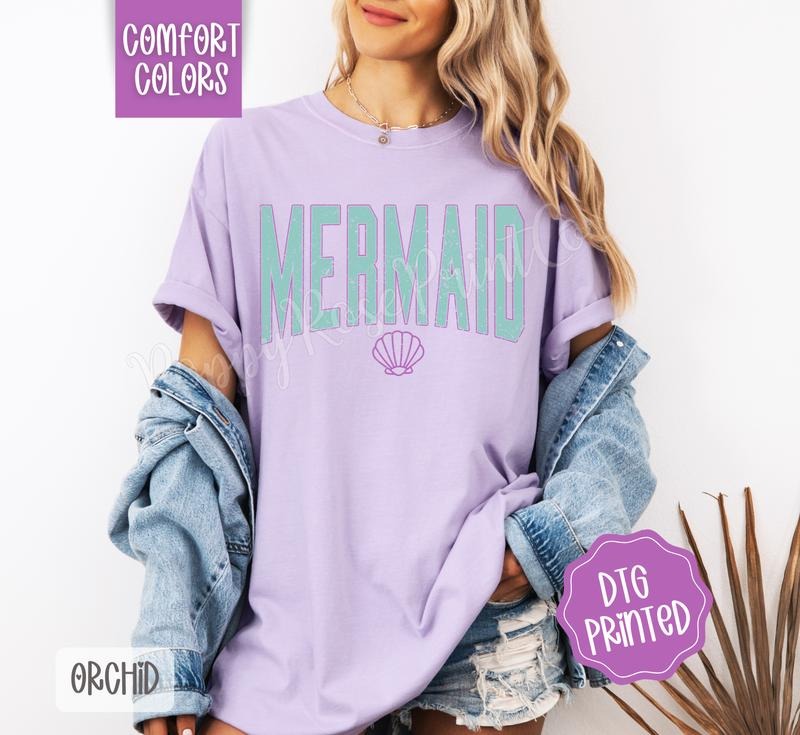 Mermaid Comfort Colors Tshirt, Cute Summer Tee, Girly Beach Shirt Hoodie, Sweatshirt | DripVista.com