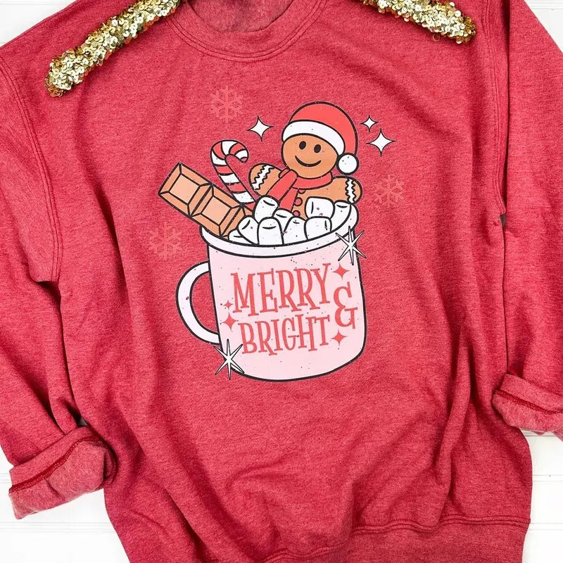 Merry & Bright Gingerbread Sweatshirt T-Shirts, Hoodie | DripVista.com