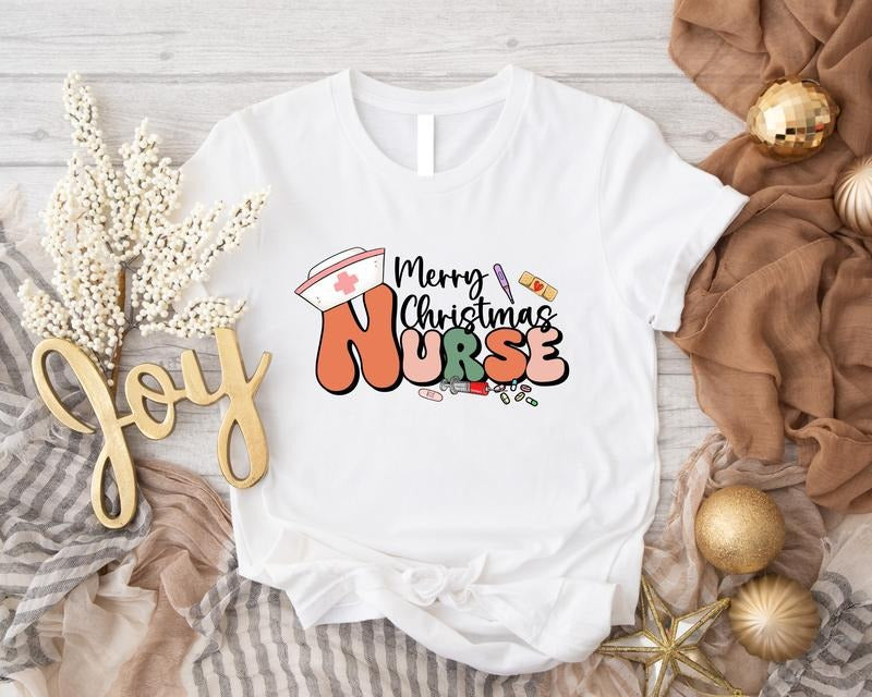 Merry Christmas Nurse Shirt, Nursing School Xmas Shirt, Funny Nurse Gift Tee, Matching Nurse Crew Christmas Tee, Nursing Student Gift Tee.