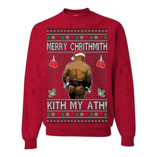 Merry Chrithmith Kith My Ath, Mike Tyson Butt Viral Kiss My Ass Boxing Fight Meme, Men Women Funny Ugly Christmas Sweater Ugly Christmasstyle{n002}2