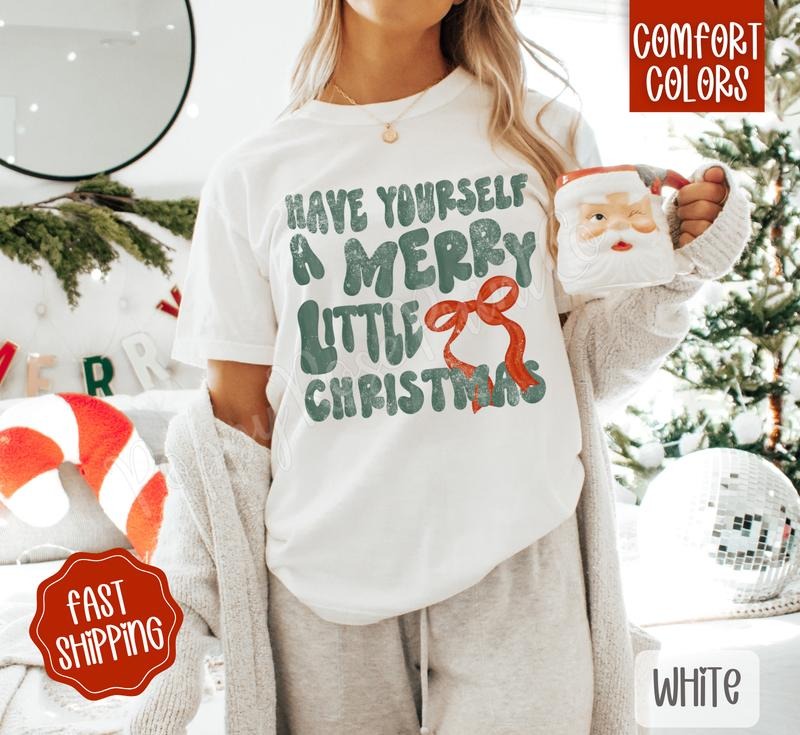 Merry Little Christmas Comfort Colors, Trendy Women's Holiday Tshirt