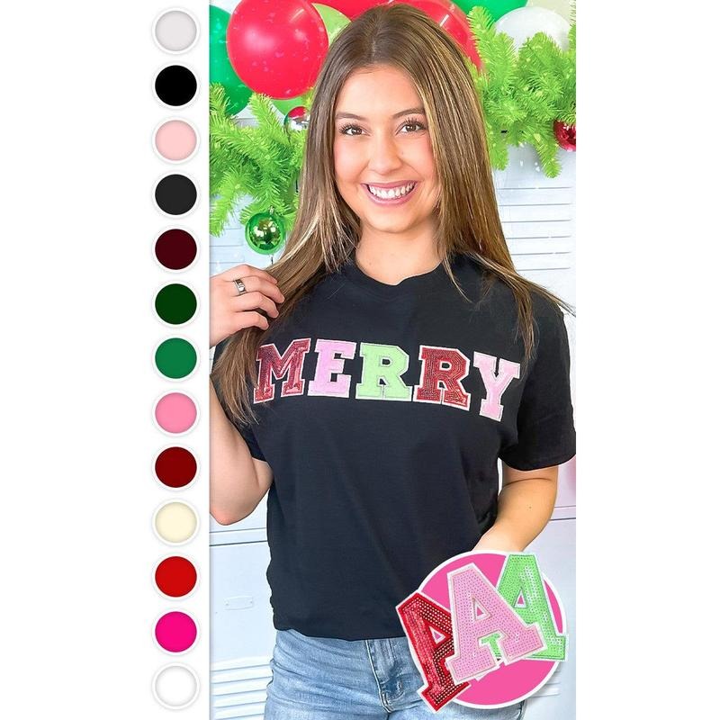 Merry Sequin Graphic T-Shirt Hoodie, Sweatshirt | DripVista.com