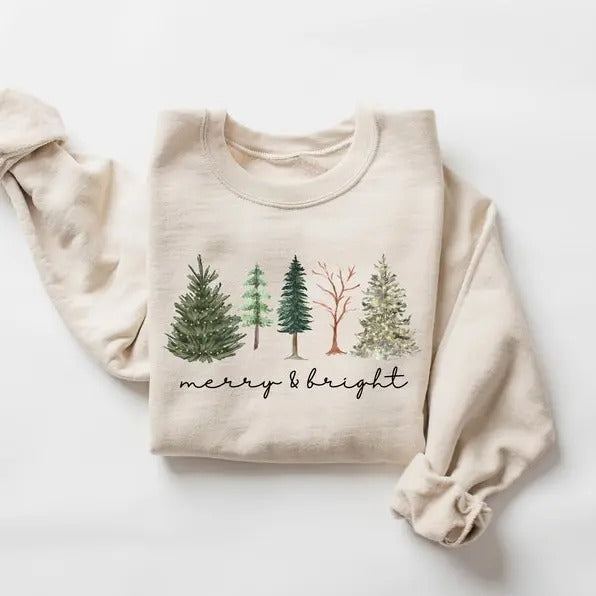 Merry and Bright Sweatshirt, Christmas Sweatshirt, Family Christmas Sweatshirt, Christmas Sweatshirts for Women, Merry...
