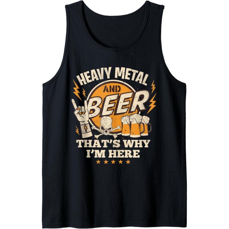 Metalhead Heavy Metal and Beer That's Why I'm Here Punk Rock Tank Top T-Shirts, Hoodie, Sweatshirt | DripVista.com