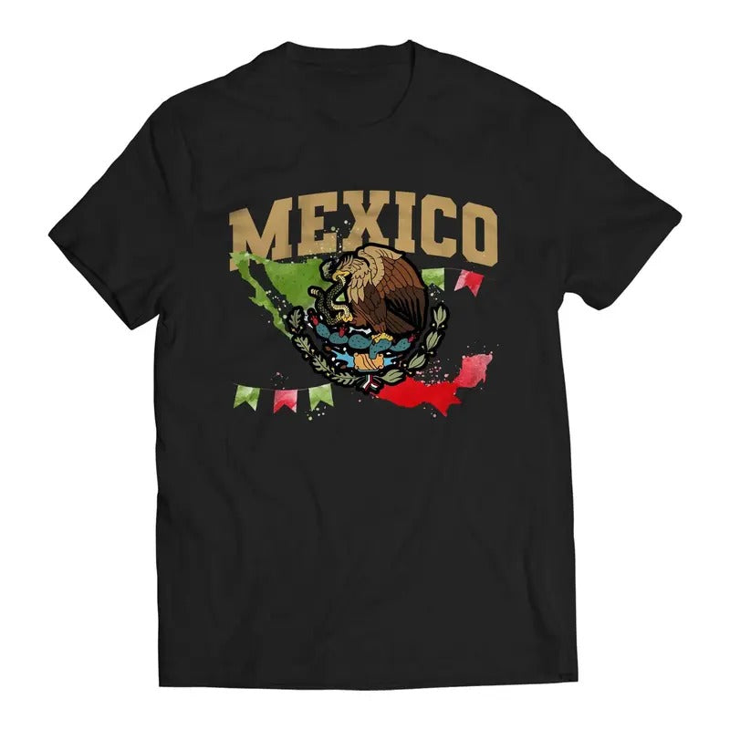 Mexican Flag Celebration Short Sleeve T-Shirt- Playera De Mexico Casual Classic