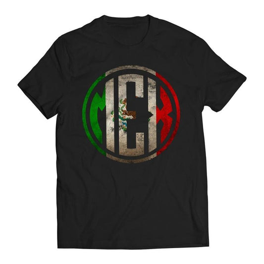 Mexican Flag Distressed Logo Mexico Independence Day Men's Graphic T-Shirt