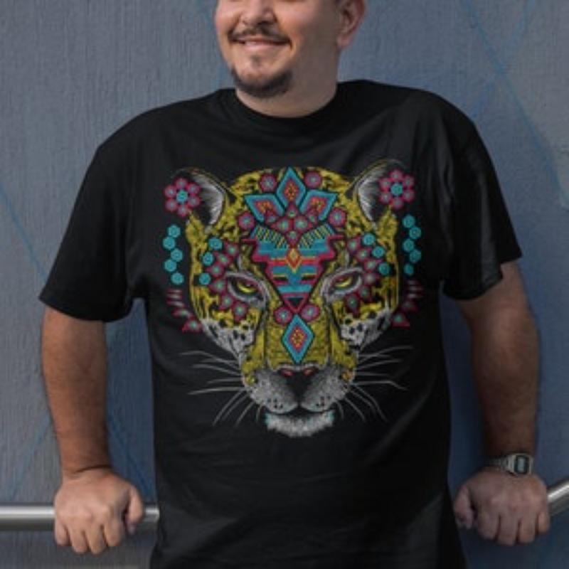 Mexican Jaguar Art Print T-shirt for Men - Unique Mexican Gift .made in usa Hoodie, Sweatshirt | DripVista.com