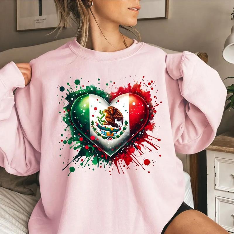 Mexico Heart Patriotic Hoodie Sweater T Shirt, Mexican Flag Tee, Trendy Mexican Lover Shirt, Unisex Sweater Pullover Tee