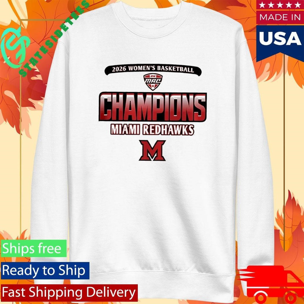 Miami RedHawks Women’s Basketball 2026 MAC Regular Season Champions Rally House Locker Room Red T-Shirt