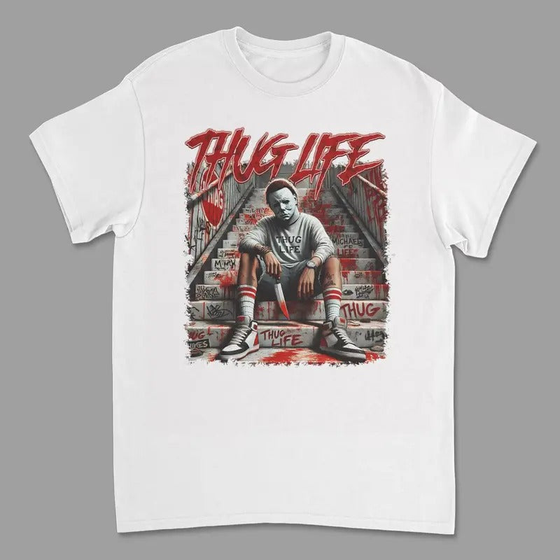 Michael Meyers Thug Life Shirt Halloween Tee Shirt For Men Women, Horror Halloween Shirt, Sweatshirt, Hoodie | DripVista.com