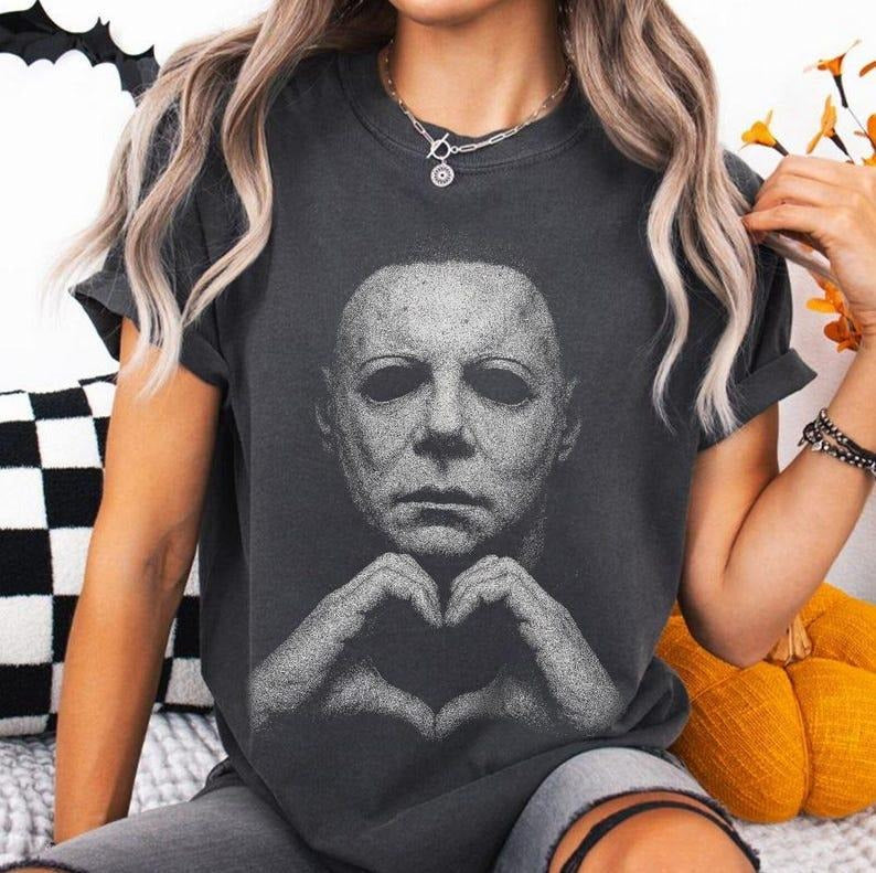 Michael Myers Heart Shirt, Horror Movie Tee, Halloween Gift, Slashers Tshirt, Retro Graphic, Spooky Season, Unisex T-shirt