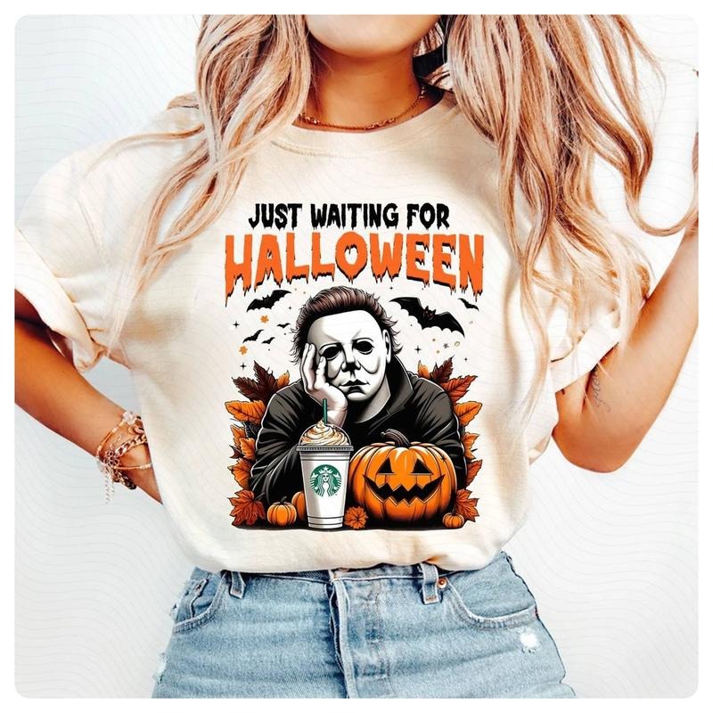Michael Myers Just Waiting For Halloween Shirt Horror Halloween Shirt Funny Horror Character Shirt Horror Movie Shirt Funny Halloween Scary Movie Shirt