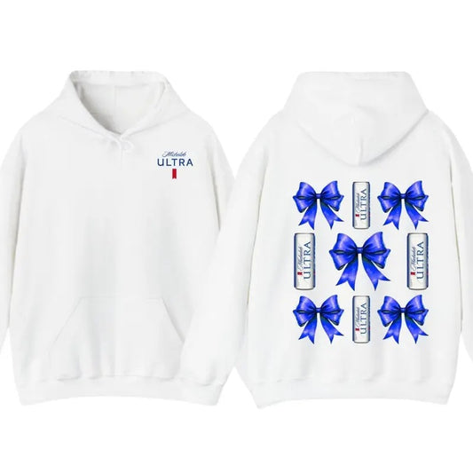 Michelob Bows Valentine 2 Sided Hoodie T-Shirt, Coquette Bow Graphic Tees, Unisex Shirt