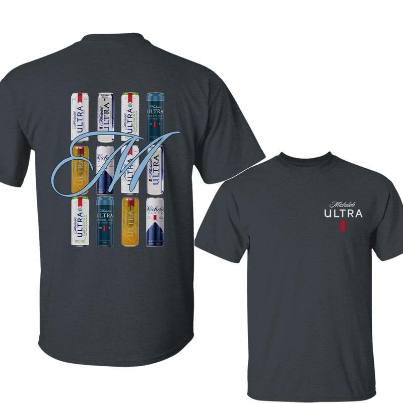 Michelob Ultra Beer Graphic T-Shirt, Unisex Casual Top for Men & Women, Double-Sided Print, Comfortable Cotton for Daily Wear