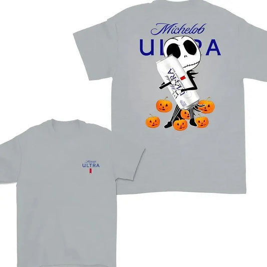 Michelob Ultra Halloween Shirt, Jack Hug Michelob Ultra Skellington Halloween TShirt, For Men And Women, Skeleton Michelob Ultra Tshirt, Michelob Ultra Halloween Tshirt , Full Color, Full Size