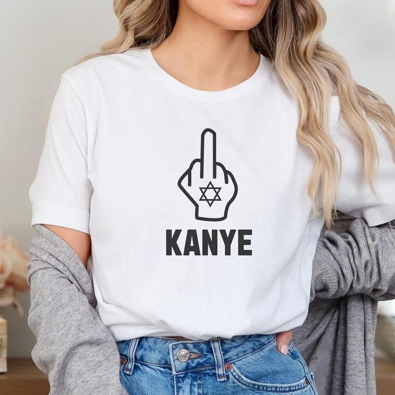 Middle Finger Kanye Shirt, F*ck Kanye Shirt, Anti Nazi Tee Hoodie, Sweatshirt | DripVista.com