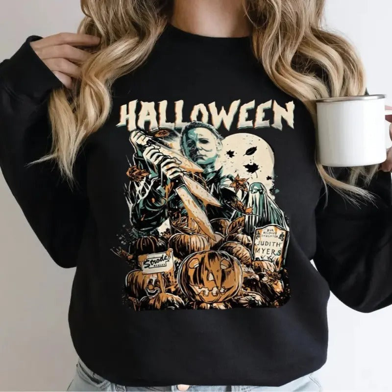 Miichael Halloween Sweatshirt, Unisex Halloween Film Sweatshirt, Classic Horror Movie Shirt, Friday The 13th Camp Crystal Halloween Crewneck, Unisex Long Sleeve Crewneck Shirt