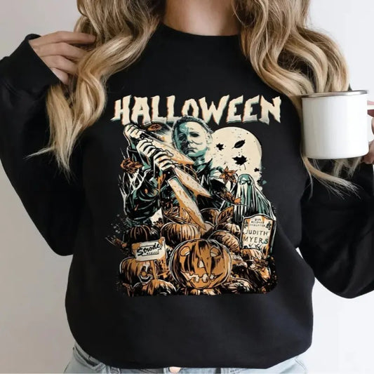 Miichael Halloween Sweatshirt, Unisex Halloween Film Sweatshirt, Classic Horror Movie Shirt, Friday The 13th Camp Crystal Halloween Crewneck, Unisex Long Sleeve Crewneck Shirt
