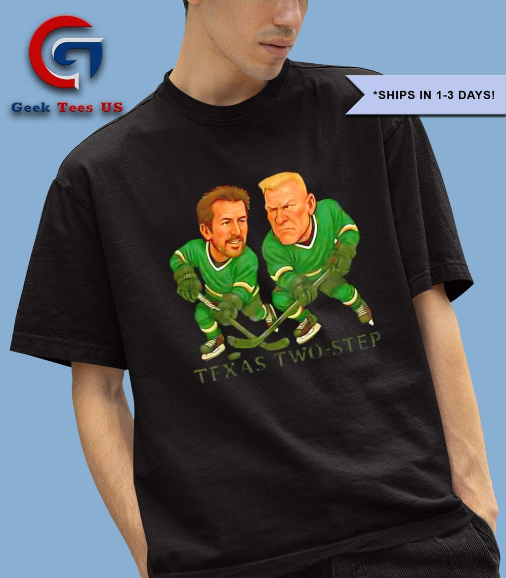 Mike Modano and Brett Hull Texas Two-step Hockey caricatures shirt