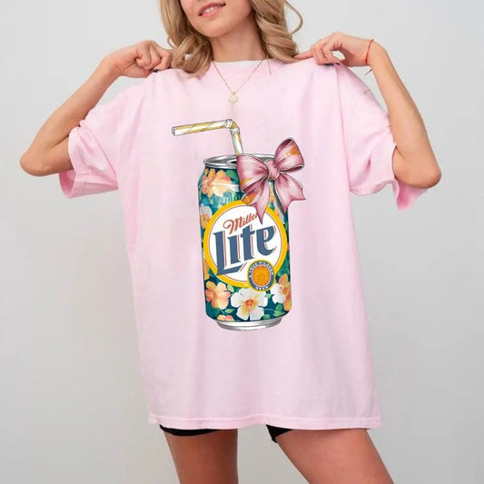 Miler Lite Coquette Bow Shirt, Coquette Sweatshirt, Miler Lite Tshirt , Unisex Classic Cotton Tee with Graphic Print in All Sizes, For Men, For Women