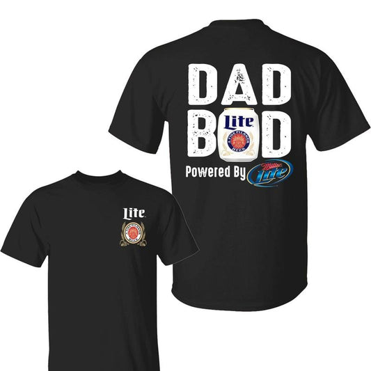 Miler Lite Dad Bod Powered By Miler Lite 2 Sided Shirt , Drink Shirt, Sport Athletic, Dad Bod Shirts, Casual Drinking Tshirt, Classic Menswear